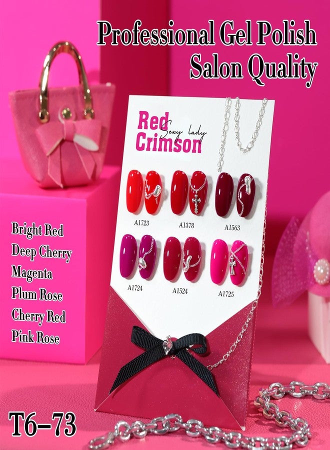 دابل ريذم مجموعة طلاء أظافر جل مزدوجة الإيقاع 6 قطع 15 مل نفس اللون نفس الزجاجة مجموعة طلاء أظافر جل قابلة للإزالة فن الأظافر مانيكير صالون تجميل منزلي للنساء (بورغندي كرزي وردي بنفسجي -T6-73) - Image 5